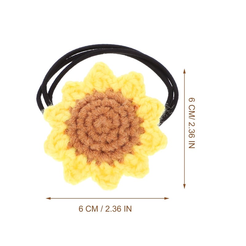 MAGICLULU 2pcs Sunflower Elastic Hair Ties Cotton Crochet Ponytail Holders Cute Hair Styling Accessories for Women - Image 2