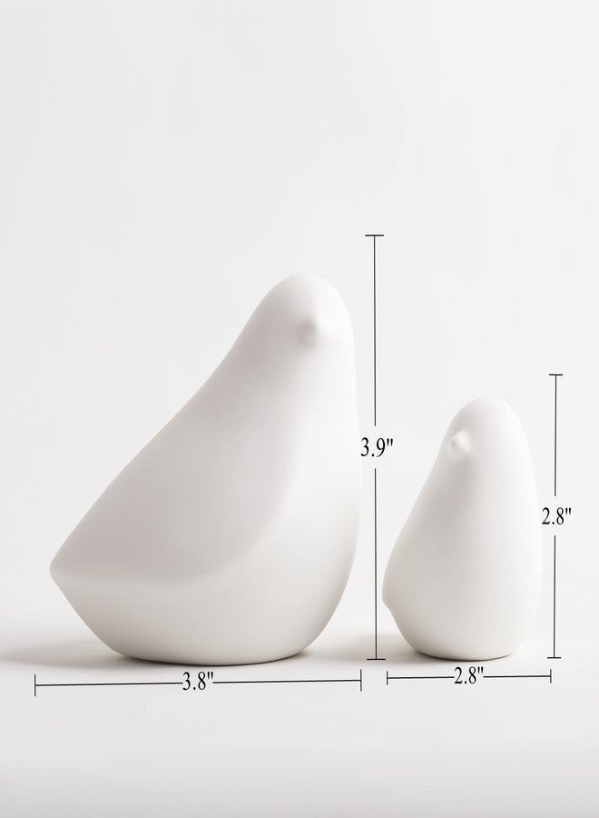 GOODSTART Ceramic Birds Figurines Small Birds Statues for Living Room, Bookshelf, TV Stand, A Set of 2 White Porcelain Pigeons for Christmas Decorations, Modern Home Decor for Shelves - Image 3