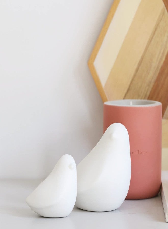 GOODSTART Ceramic Birds Figurines Small Birds Statues for Living Room, Bookshelf, TV Stand, A Set of 2 White Porcelain Pigeons for Christmas Decorations, Modern Home Decor for Shelves - Image 4