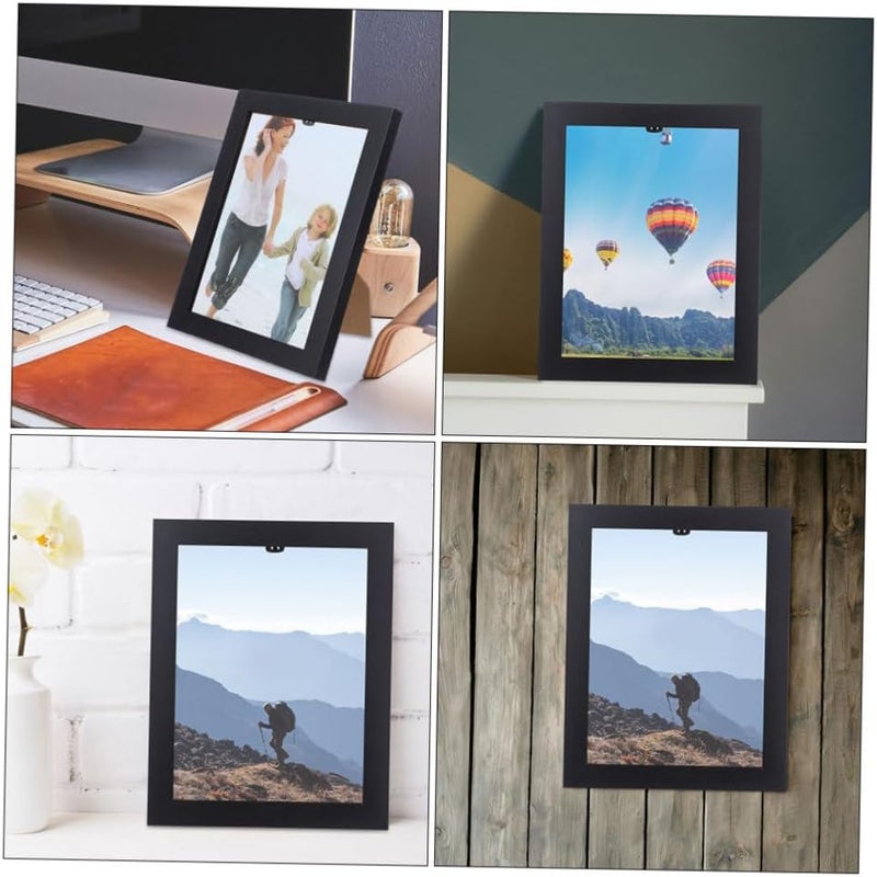 Wooden Picture Frame 10-inch Wall Hanging and Tabletop Photo Frame Set, Simple Solid Wood Black Photo Holder for Home Decor, 4 Pieces - Image 3