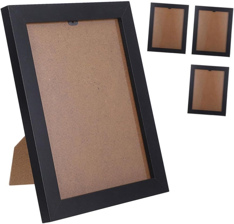 Wooden Picture Frame 10-inch Wall Hanging and Tabletop Photo Frame Set, Simple Solid Wood Black Photo Holder for Home Decor, 4 Pieces - Image 1