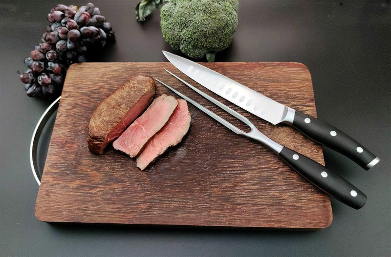 kakamono Carving Knife and Fork Set - with 8" Carving Knife &8" Straight Metal Fork Triple-Rivet German Steel Forged Kitchen Carving Set, Professional Meat Carving Knife Gourmet BBQ Tool Set - Image 4