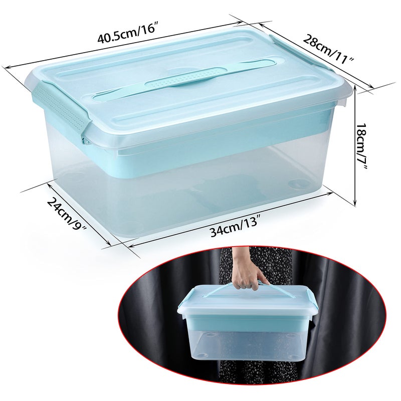 BTSKY Stack & Carry Box, Clear Plastic Storage Container Stackable Home Utility Box with Removable Tray Multi-Purpose Storage Bin for Organizing Stationery, Sewing, Art Craft Supplies(Blue) - Image 3