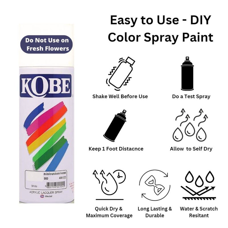 Oasis Kobe Colour Spray Paint Multi-Surface For Wood, Metal, Wall, Glass, Fabric (White) - Image 4