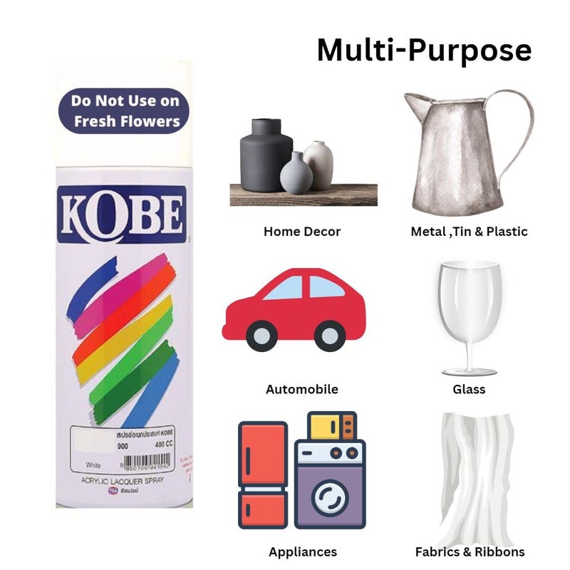 Oasis Kobe Colour Spray Paint Multi-Surface For Wood, Metal, Wall, Glass, Fabric (White) - Image 3