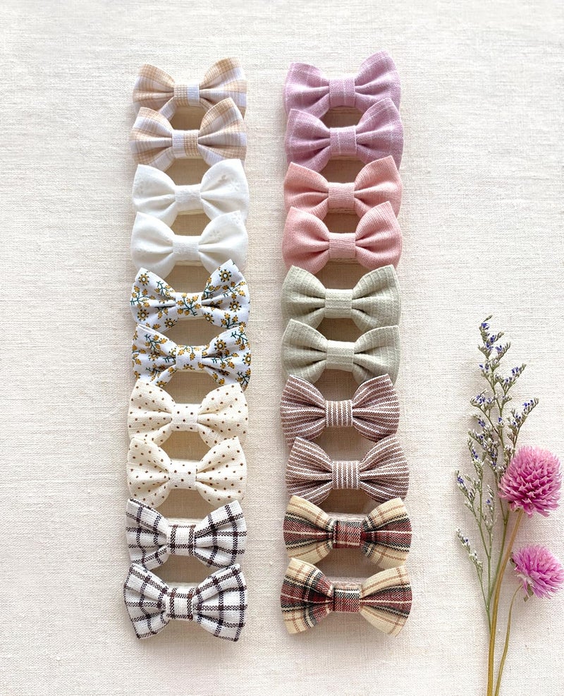 Cherssy Baby Girls Hair Bow Clips, 20pcs Boutique Cotton Fully Lined Hair Pins, Non Slip Baby Barrettes Accessories for Infants Toddlers Fine Hair by Cherssy - Image 5