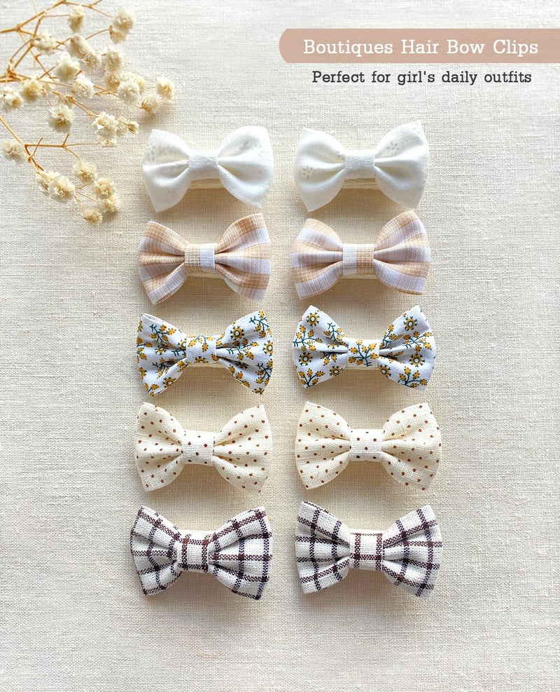 Cherssy Baby Girls Hair Bow Clips, 20pcs Boutique Cotton Fully Lined Hair Pins, Non Slip Baby Barrettes Accessories for Infants Toddlers Fine Hair by Cherssy - Image 2