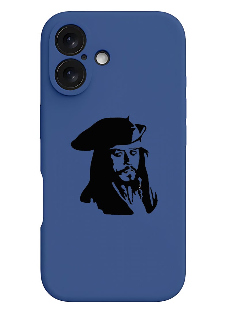 Theodor iPhone 16 Plus Blue Protective Slim Fit Case Liquid Silicone Cover with Full Body Protection Anti-Scratch Shockproof Case For iPhone - Jack Pirate - Image 1