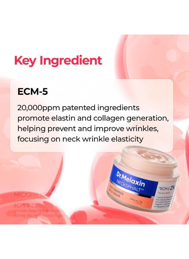 دكتور ميلاكسين كريم شدّ الرقبة Dr.Melaxin Necksphalt مع ECM-5 بتركيز 20,000 جزء في المليون، كريم شدّ ورفع للرقبة للتجاعيد وترهل البشرة، مع السيراميد والكولاجين لتعزيز المرونة ومنح إشراقة نضرة، 1.76 أونصة سائلة - Image 3