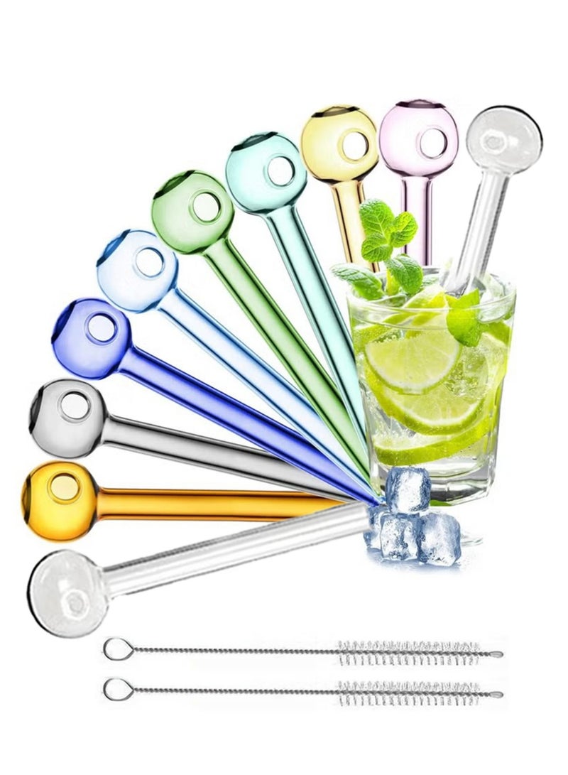 YOUGE 10 Pcs Glass Straws Shatter Resistant, 4 Inch Short Reusable Glass Straw with 2 Cleaning Brush, Dishwasher Safe Drinking Straws Perfect for Smoothies, Coffee, Juice - Image 1