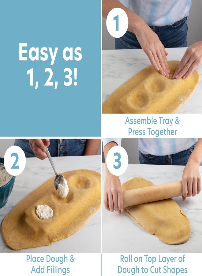 CucinaPro Jumbo Square 2" Ravioli Molds- Homemade Filled Pasta Maker- 2 Piece Tray & Press makes 3 Raviolis or Pastry at a Time, Easy to Use & Clean- Gift for Italian Dinner Pasta Night, Date Night Cooking - Image 3