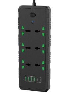 GULFLINK Power Extension Cord 2 Meter Cable With 6 Power Socket 4 USB 2 PD Power Strip Black  - Image 1