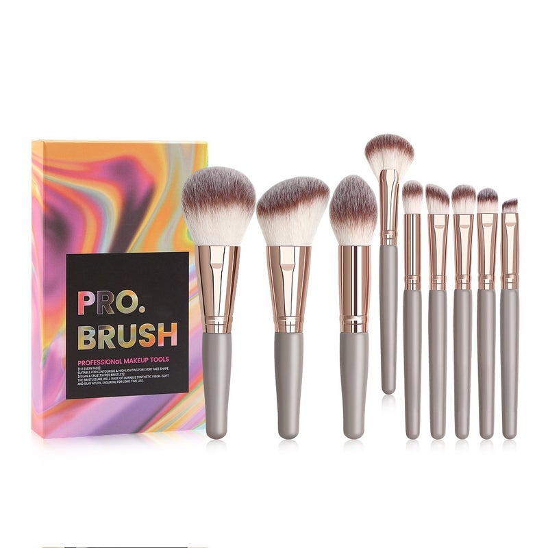 Set of 9 PCS Makeup Brush Kit for Foundation Liquid Cream Blending Powder Eyeshadow Blush Cosmetics Concealer Brushes with Soft & Dense Bristles - Image 1