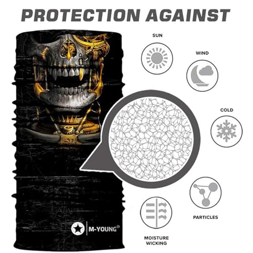 M-YOUNG Skull Face Sun Mask Half,Bandanas,Neck Gaiter, Headwear, Headband for Fishing, Hunting,Yard Work - Image 2