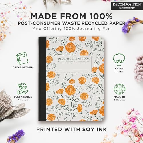 Decomposition California Poppies College Ruled Composition Notebook - 9.75 x 7.5 Journal with 160 Lined Pages - Cute Notebooks for School Supplies, Home & Office - 100% Recycled Paper - Made in USA - Image 3