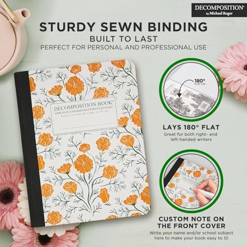 Decomposition California Poppies College Ruled Composition Notebook - 9.75 x 7.5 Journal with 160 Lined Pages - Cute Notebooks for School Supplies, Home & Office - 100% Recycled Paper - Made in USA - Image 5