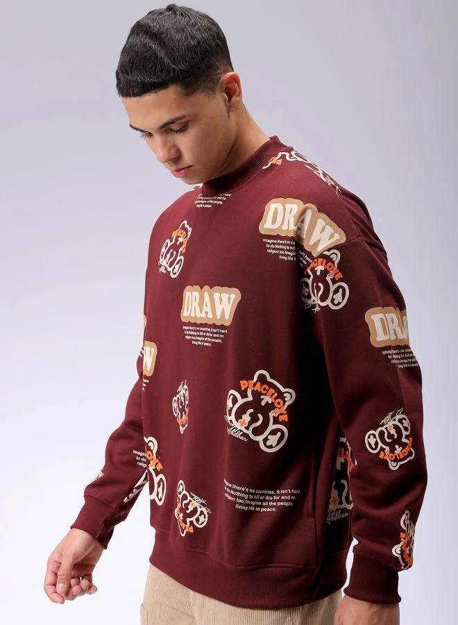 The Indian Garage Co Men Relaxed Fit Abstract Crew Neck Overhead Sweatshirt