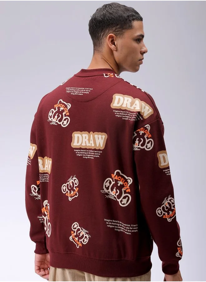 The Indian Garage Co Men Relaxed Fit Abstract Crew Neck Overhead Sweatshirt