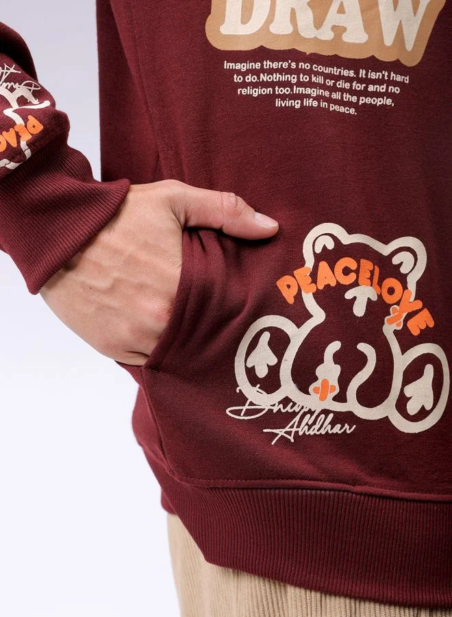 The Indian Garage Co Men Relaxed Fit Abstract Crew Neck Overhead Sweatshirt