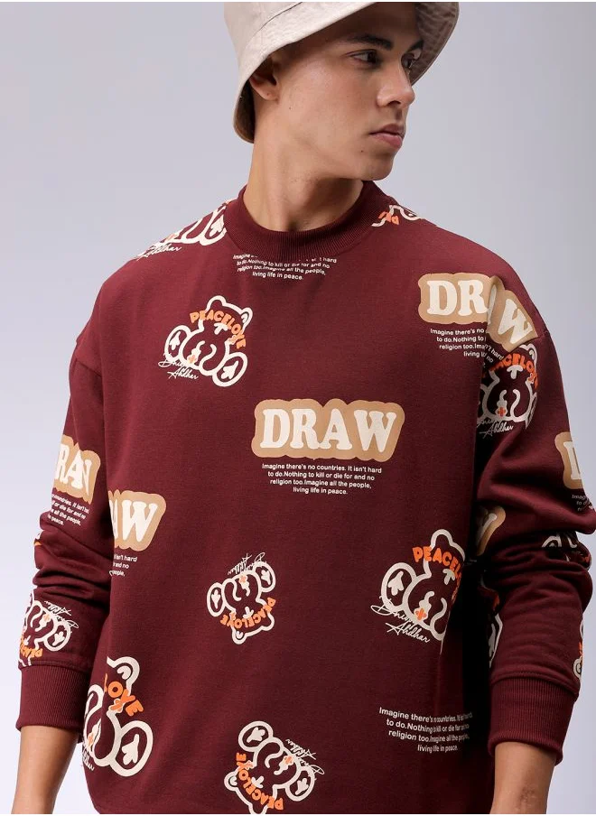The Indian Garage Co Men Relaxed Fit Abstract Crew Neck Overhead Sweatshirt