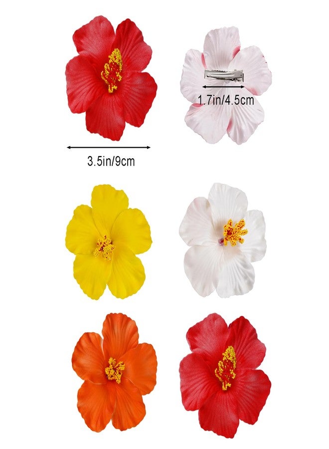 yeabwps 4 Pcs Hawaiian Flower Hair Clips for Women Plumeria Hibiscus Hair Clip Artificial Flower Clips 3.5 Inch Floral Hair Barrettes for Summer Vacation Beach Party Girls Holiday Gifts - Image 2