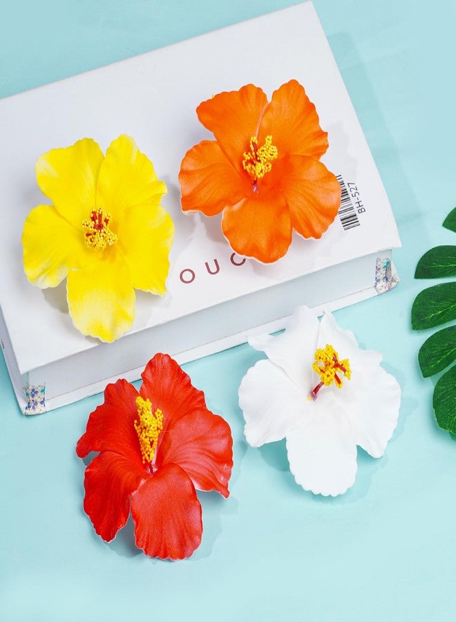 yeabwps 4 Pcs Hawaiian Flower Hair Clips for Women Plumeria Hibiscus Hair Clip Artificial Flower Clips 3.5 Inch Floral Hair Barrettes for Summer Vacation Beach Party Girls Holiday Gifts - Image 3