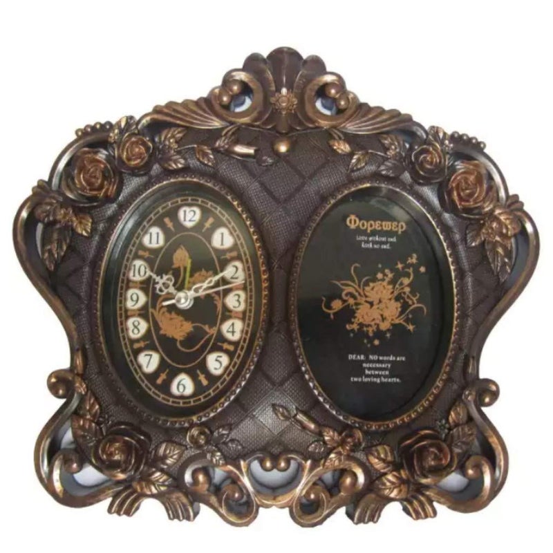 DUL DUL DUL DUL Decorative Antique Look Alarm Clock with Photo FrameDesigner Clock with Photo Frame Return Gift Items Home Dcor Showpiece - Image 1