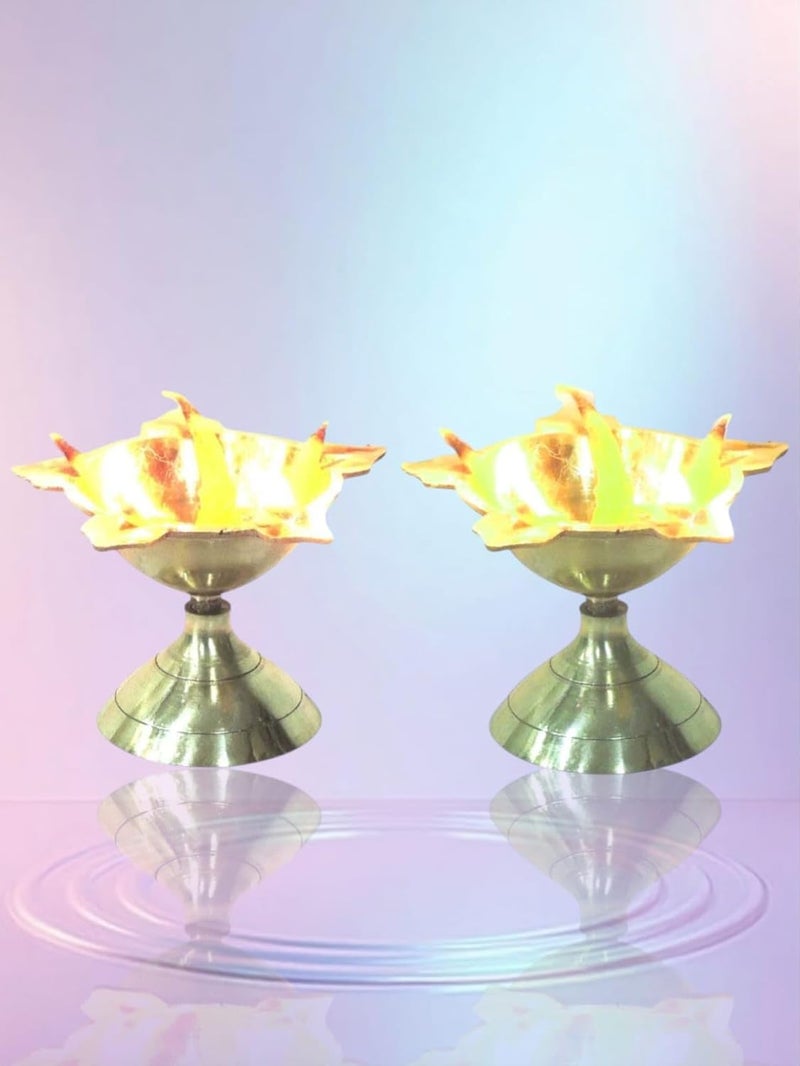 Denique Brass Panch Mukhi Star Deep Deepam Aarti Diya Deepam Panch Batti Diya Height 25 Inch Golden Colour 2 - Image 3