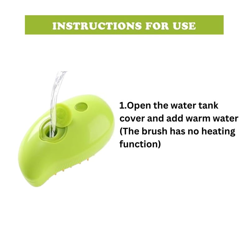 Healing Leaf H & W's Cat Steam Brush,Dog Steam Brush,Steam Brush for Cats & Dogs,3 in 1 Steamy Pet Brush,Steaming Pet Hair Brush,Cat & Dog Comb with Steam,Pet Grooming Brush for Cats (Color May Vary) - Image 3