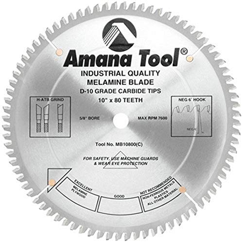 Amana Tool - MB10800 Carbide Tipped Double-Face Melamine 10" Dia x 80T H-ATB, -6 Deg - Image 5