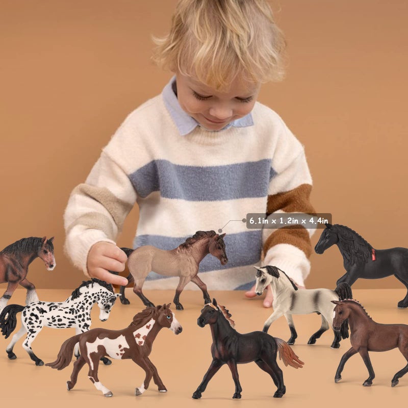 Divwa 8 Pieces 6 Plastic Horse Figure Toy Set for GirlBig Realistic Horse Toy Figurine Farm Animal Gift for Boy Toddler KidHorse Party Favor Decoration Supplies Birthday Pinata - Image 3