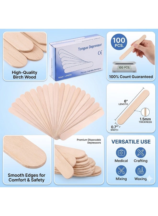 Wooden Tongue Depressor Wax Applicator Sticks, 15cm, 100 Pieces - Image 4
