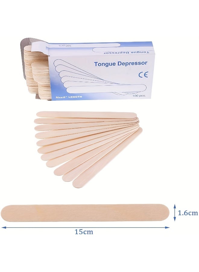 Wooden Tongue Depressor Wax Applicator Sticks, 15cm, 100 Pieces - Image 1