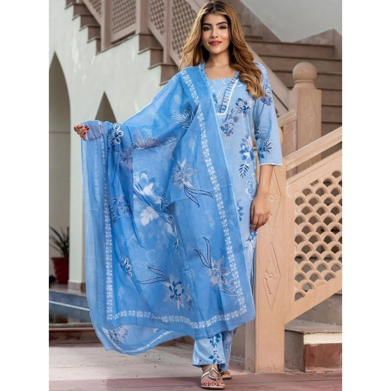 Women Kurti and Palazzo Set with Dupatta Ladies Kurta Pants Salwar Suit Ready to Wear - Image 5