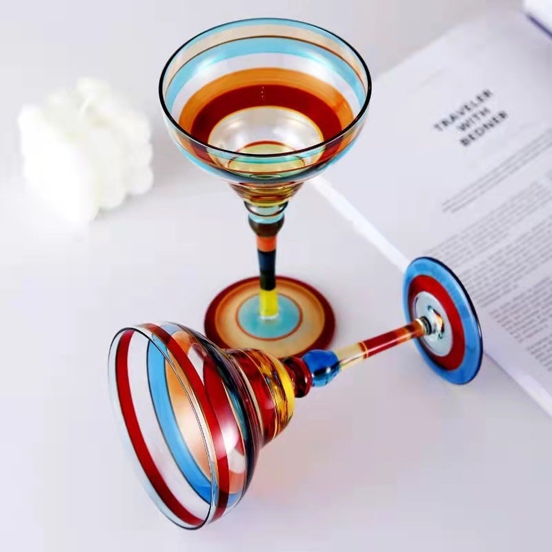 Painted Margarita Wine Glass Crystal Glass Hand-painted Cocktail Mug Alicia Home Goblet(Fruit slices Margaret A) - Image 5