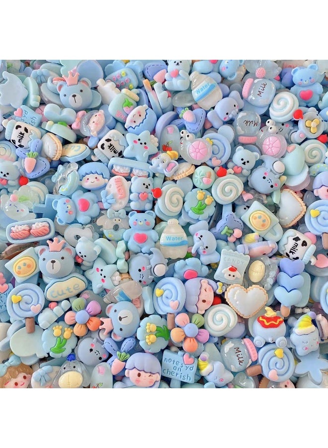 60pcs Cute Slime Charms DIY Craft Making Resin Jewery Making Kit, Resin Flatback Slime Beads Making Supplies for DIY Scrapbooking Crafts (Blue)