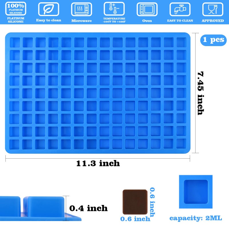 Sakolla 126 Cavities Square Candy Silicone Molds, Mini Silicone Molds for Chocolate, Hard Candy, Ice Cubes, Caramel - Image 2