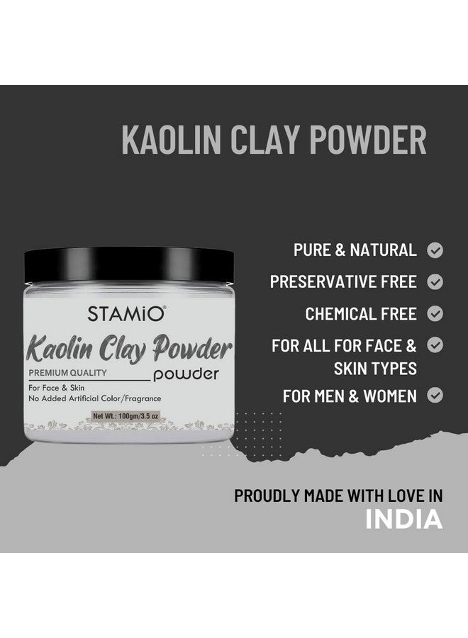 STAMIO Kaolin Clay Powder 100 Gm For Face Pack, Skin Care, Mask, Diy | Pure And Natural, Chemical Free | Men & Women | China Mitti | In Jar 3.53 Oz - Image 2