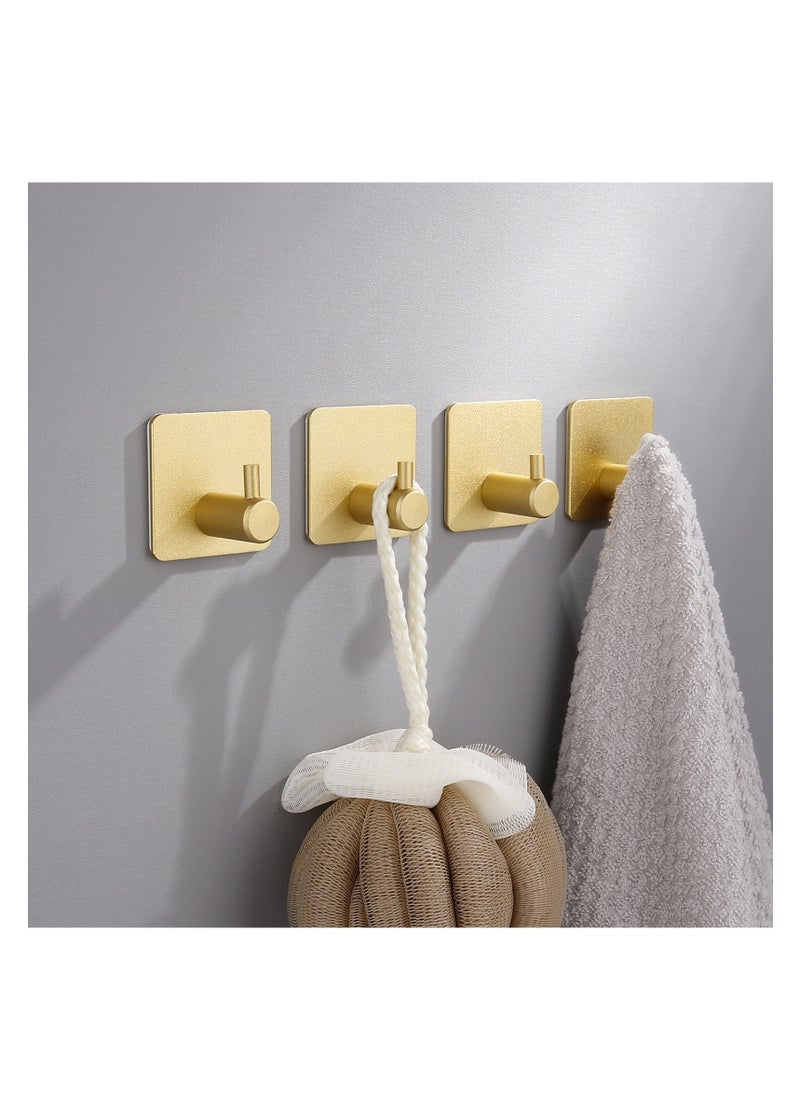 NOVOLAN NOVOLAN Wall Hooks Heavy Duty 8 Pack Adhesive Hooks Stainless Steel Hangers Nail Free Utility Hooks, Self Adhesive Hooks for Hanging Clothes Towel Calendar Available For Bathroom Home Kitchen (Gold)  - Image 2