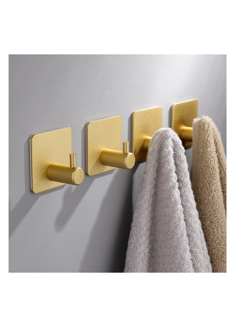 NOVOLAN NOVOLAN Wall Hooks Heavy Duty 8 Pack Adhesive Hooks Stainless Steel Hangers Nail Free Utility Hooks, Self Adhesive Hooks for Hanging Clothes Towel Calendar Available For Bathroom Home Kitchen (Gold)  - Image 3