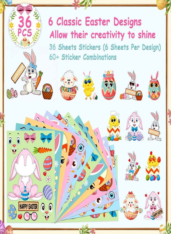 LINAYE 36 Sheets Easter Craft Stickers for Kids - Make Your Own Stickers for Easter Basket Stuffers Kids' Treats & Party Favors - Image 2