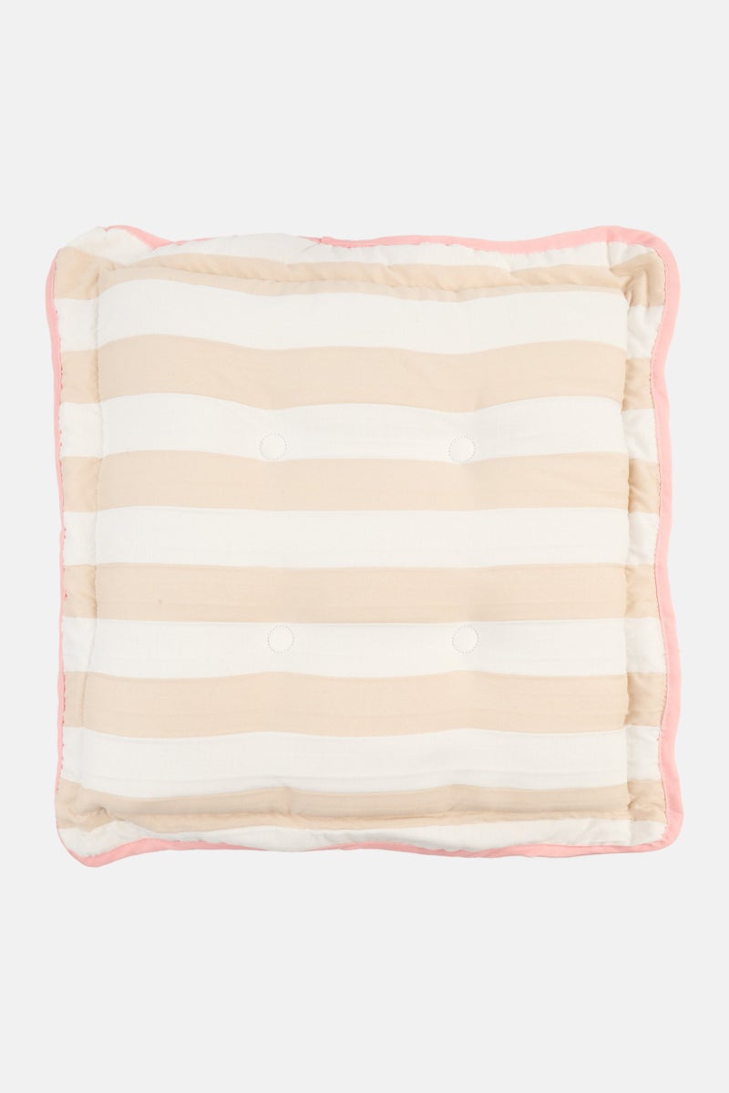 Muy Mucho Striped Seat Cushion 43 H x 43 L cm, White Combo - Image 1