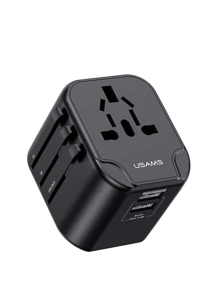 Usams USAMS US-CC173 T55 12W Dual USB Universal Travel Charger US / AU / EU / UK Plug Converter  - Image 1