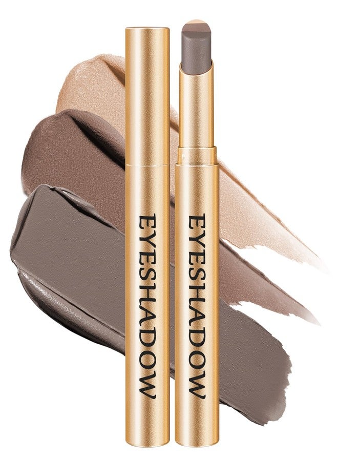 Euphily 3 Color Matte Gradient Glitter Eyeshadow Stick, Cream Blendable Metallic Shimmer Eye Shadow Pencil, Lightweight Long-Lasting Eye Makeup Pen for Daily Makeup, #01 Matte Finish - Image 1