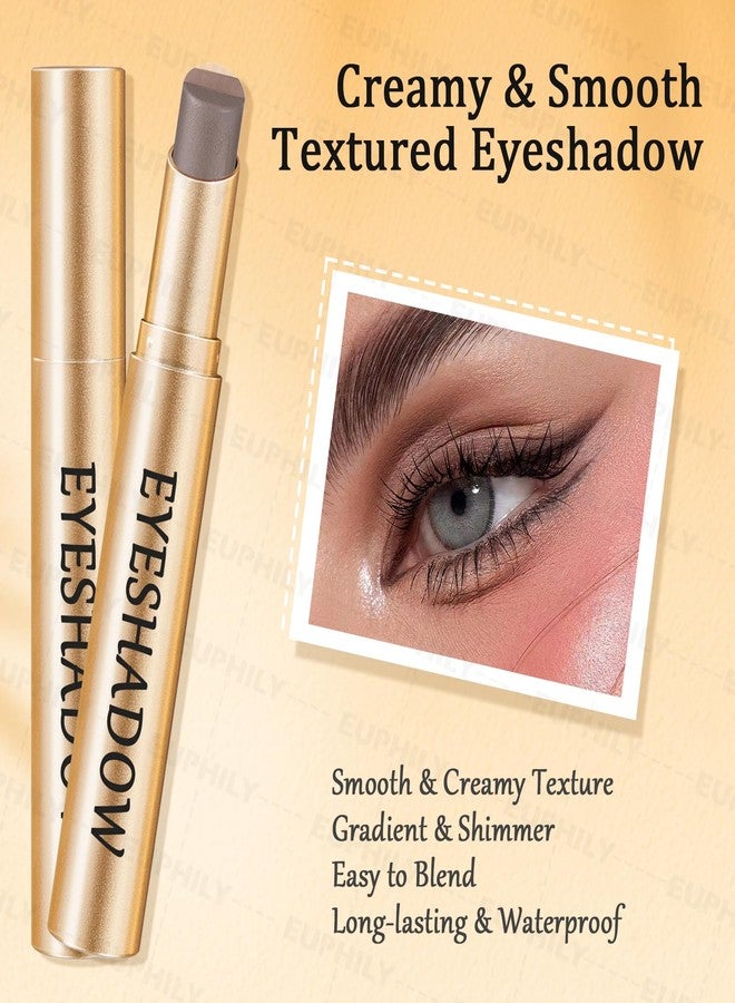Euphily 3 Color Matte Gradient Glitter Eyeshadow Stick, Cream Blendable Metallic Shimmer Eye Shadow Pencil, Lightweight Long-Lasting Eye Makeup Pen for Daily Makeup, #01 Matte Finish - Image 4