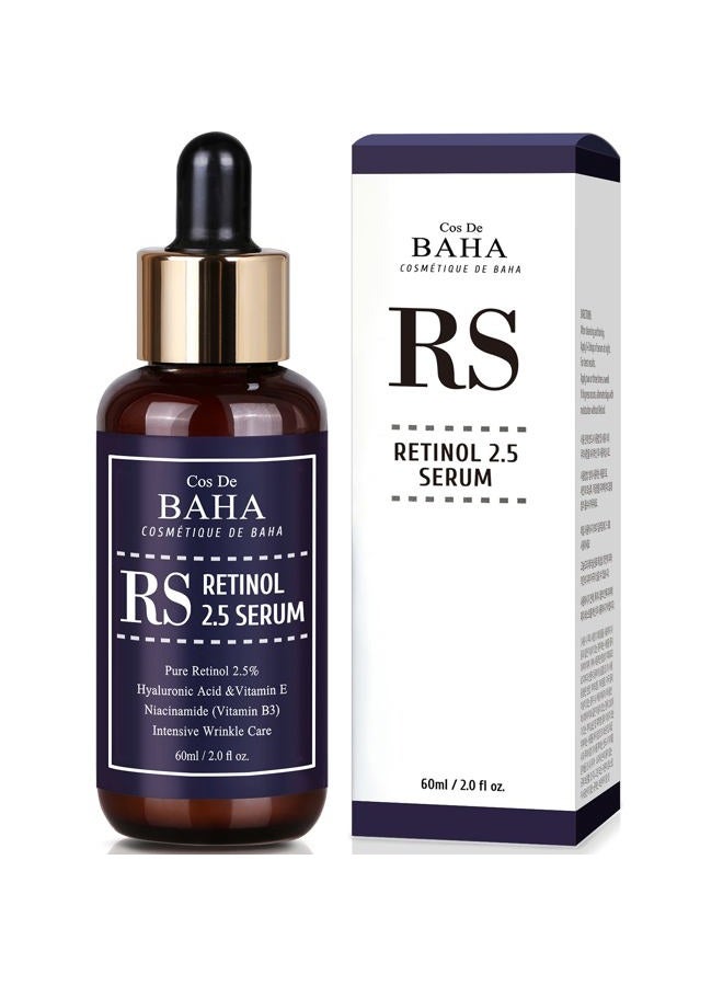 Cos De BAHA Retinol 2.5% Solution Facial Serum with Vitamin E - Facial Crepe Erase, Age Spot Remover, High Strength Solution for Face without a Prescription, 2 Fl Oz (60ml) - Image 1
