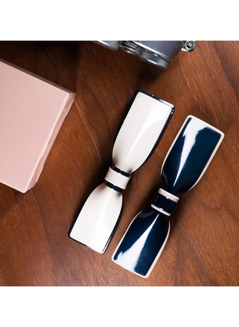 Goolsky مشابك شعر أنيقة مصنوعة من الراتنج، دبابيس شعر لامعة باللونين الأسود والأبيض بأسلوب بسيط مع مشابك معدنية (رباط B&W 2PCS) - Image 3