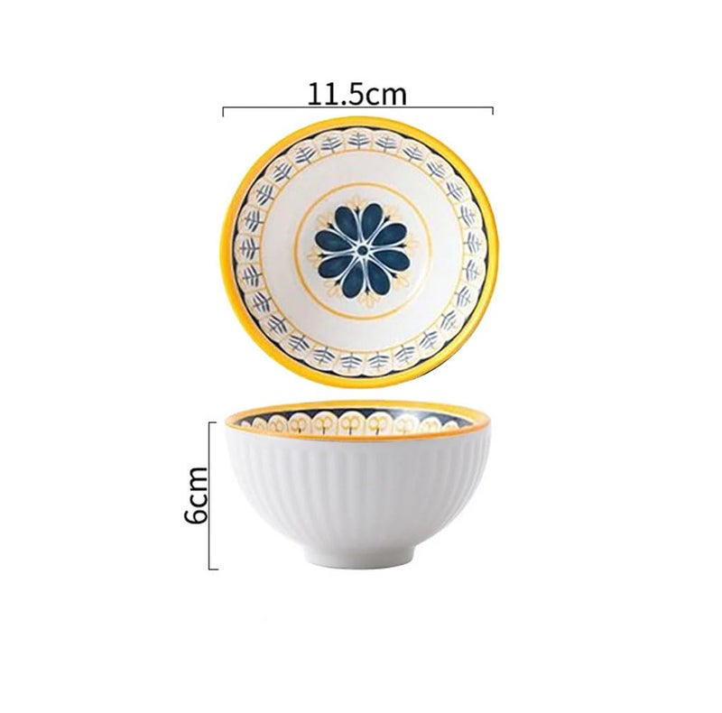 P Plus Fire Japanese Bowls for Ramen, Soup, Cereal, Fruit, Salad, Pasta, Japanese Style Porcelain Bowls Set, Bowl Gift Set, Suitable for Microwave, Dishwasher Safe (Set of 6, Random Pattern) - Image 2