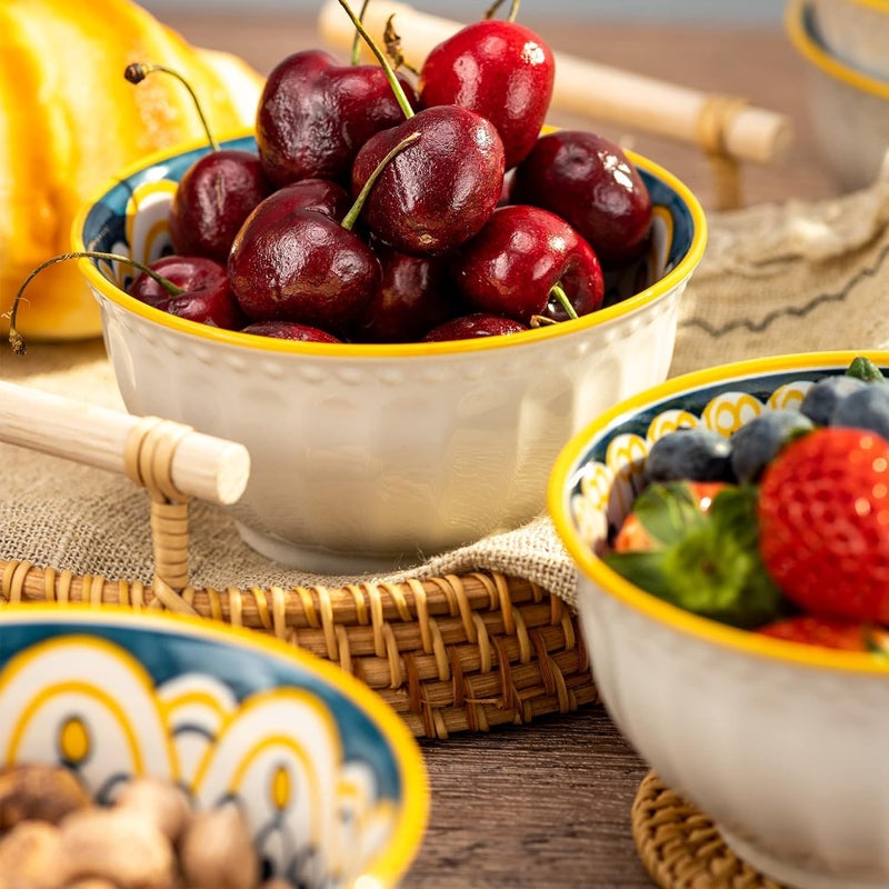 P Plus Fire Japanese Bowls for Ramen, Soup, Cereal, Fruit, Salad, Pasta, Japanese Style Porcelain Bowls Set, Bowl Gift Set, Suitable for Microwave, Dishwasher Safe (Set of 6, Random Pattern) - Image 3