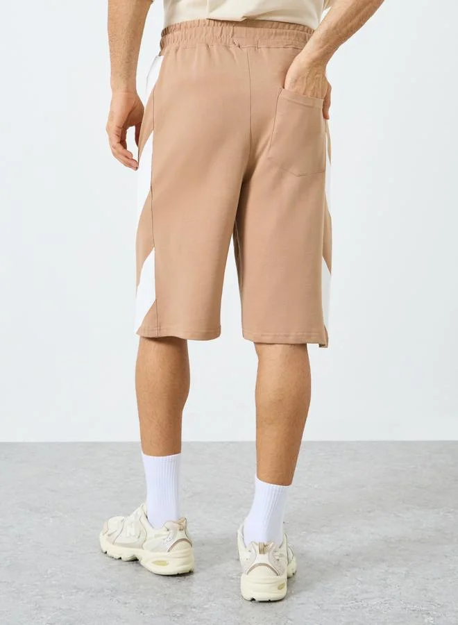 Styli Styli Oversized Cotton Terry Block Striped Shorts